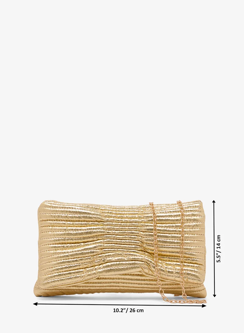 GLAMOROUS GOLD Bow Foil Clutch Bag for Women | Best Price UAE
